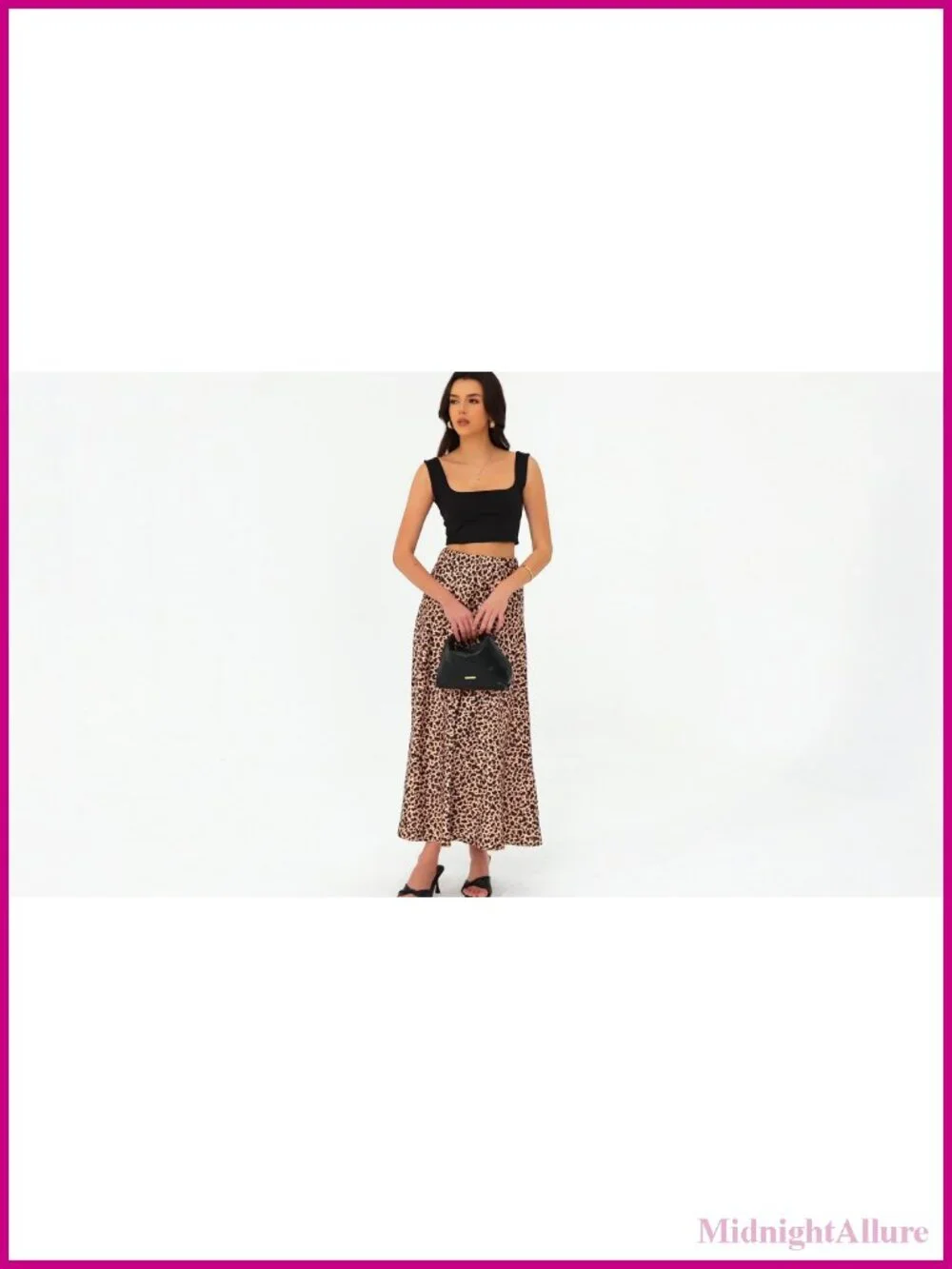 Lightweight A-Line Midi Skirt Satin High Waisted Wedding Guest